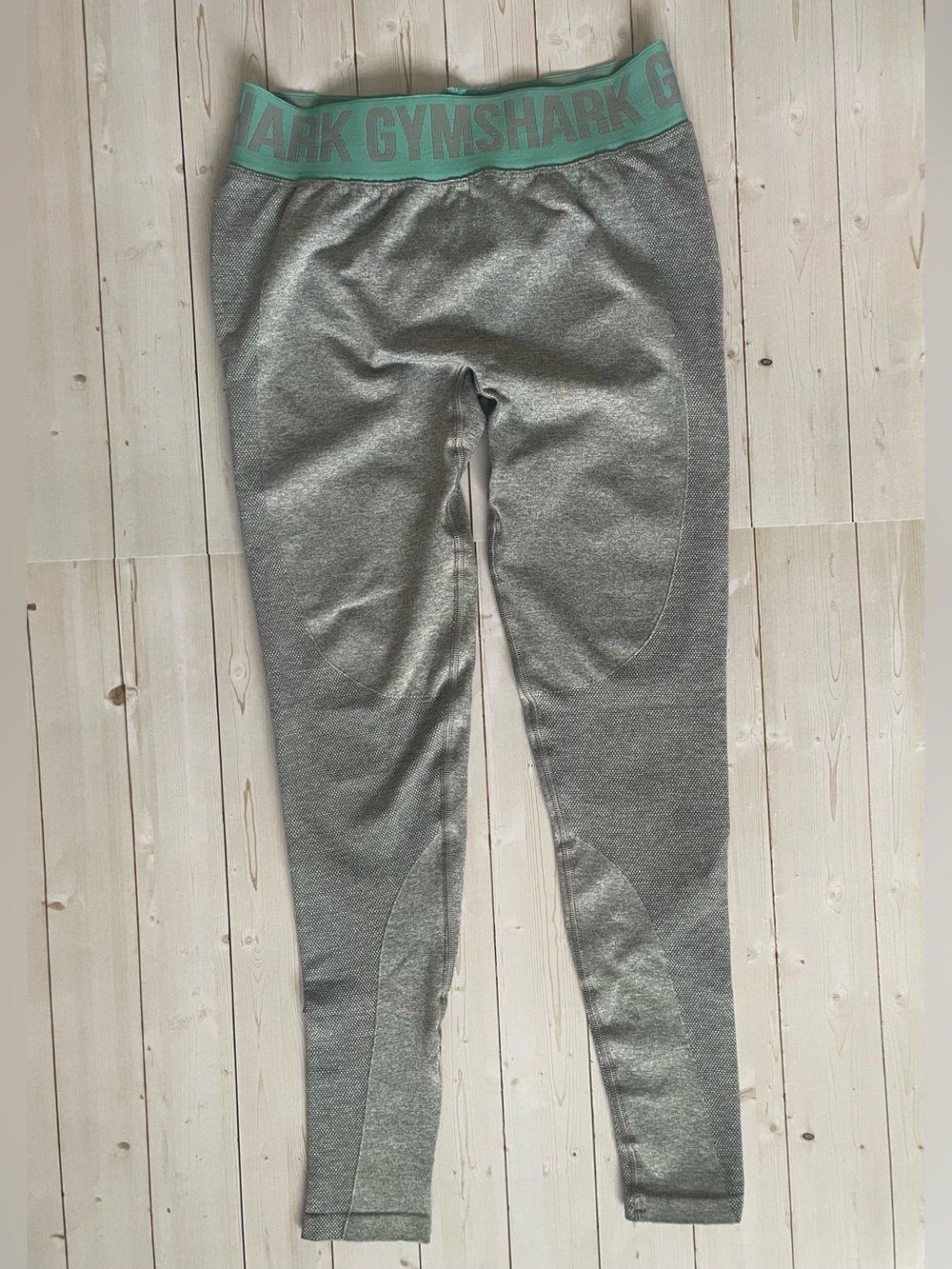 Gymshark Grey Leggings with Mint Logo Waistband